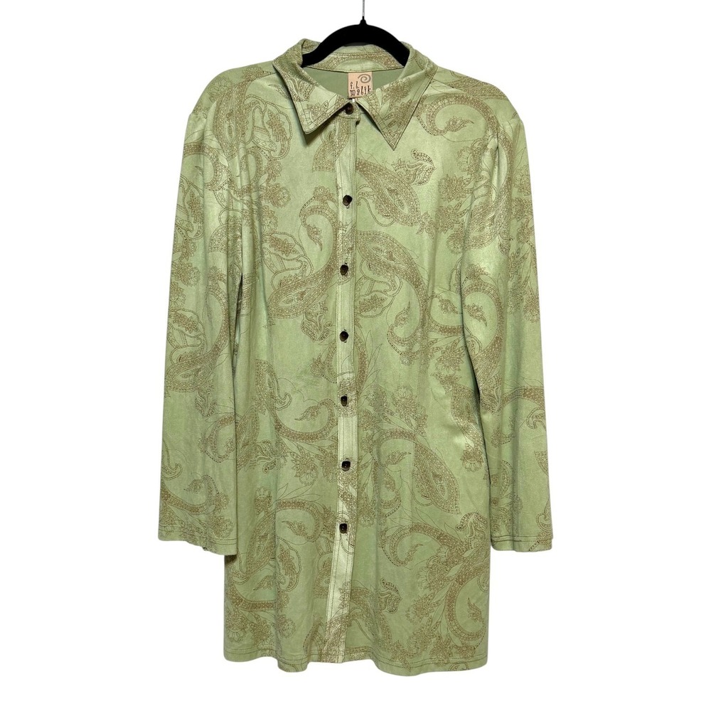 Vintage F.L. Malik Soft Earthy Suede Tunic Length Top Women Sz XL Art Girl Style